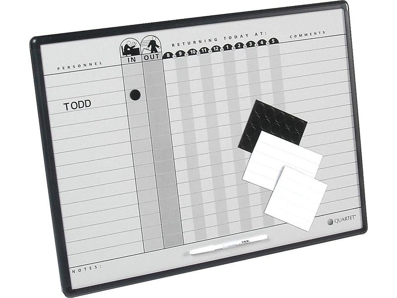 Quartet Grey DuraMax Porcelain In/Out Personnel Board System, 36 Names, 18 x 24 Inches, Black Aluminum Frame (781G) - Image 2